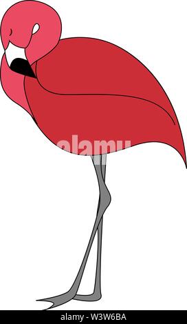 Sleeping flamingo, illustration, vector on white background. Stock Vector
