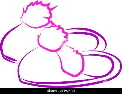 Purple hosue slippers, illustration, vector on white background. Stock Vector