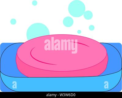 Pink soap, illustration, vector on white background. Stock Vector
