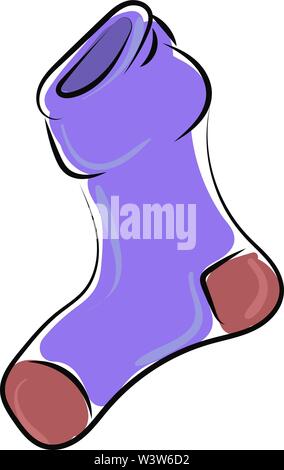 Purple sock, illustration, vector on white background. Stock Vector