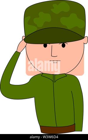 Soldier in uniform, illustration, vector on white background. Stock Vector