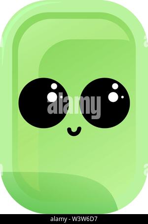 Green soap with eyes, illustration, vector on white background. Stock Vector