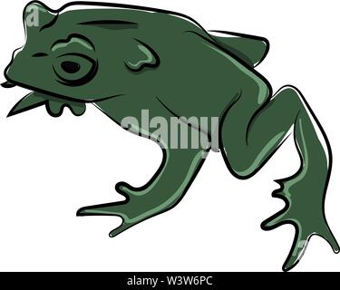 Green toad, illustration, vector on white background. Stock Vector