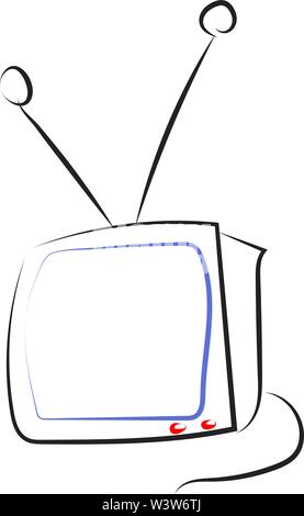 TV drawing, illustration, vector on white background. Stock Vector