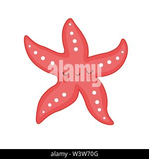 Sea creature. sea dweller.starfish cartoon vector illustration. Red cute starfish illustration for kids and babies. Stock Vector