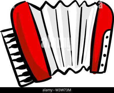 Red accordion, illustration, vector on white background. Stock Vector