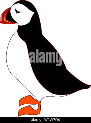 Sleepy penguin, illustration, vector on white background. Stock Vector