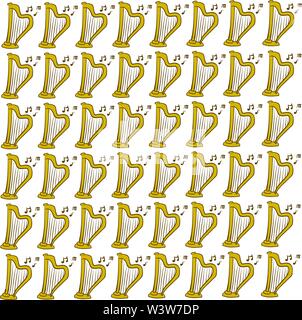 Harps wallpaper, illustration, vector on white background. Stock Vector