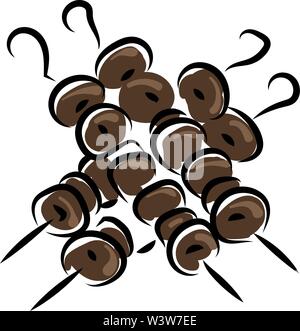 Barbecue drawing, illustration, vector on white background. Stock Vector