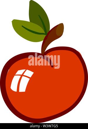 Beautiful red apple, illustration, vector on white background. Stock Vector