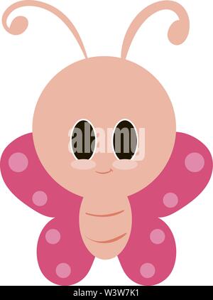Cute big headed butterfly, illustration, vector on white background. Stock Vector
