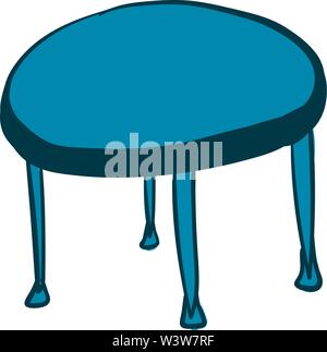 Blue round table, illustration, vector on white background. Stock Vector