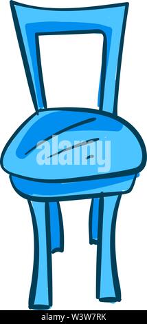Blue old chair, illustration, vector on white background. Stock Vector