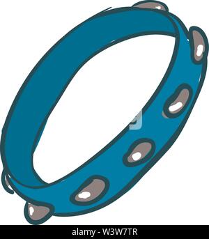 Blue tambourine, illustration, vector on white background. Stock Vector