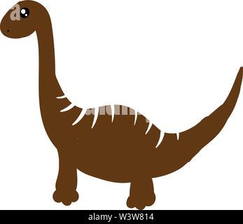Brown brachiosaurus, illustration, vector on white background. Stock Vector