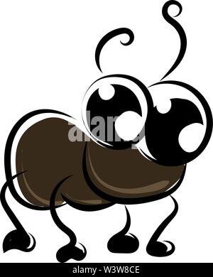 Cute cockroach, illustration, vector on white background. Stock Vector