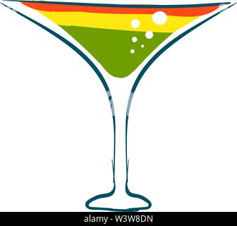 Rainbow cocktail, illustration, vector on white background. Stock Vector