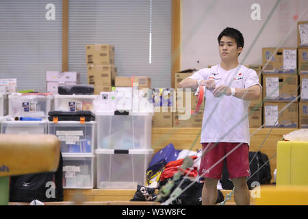 Tokyo, Japan. 17th July, 2019. Yuya Kamoto (JPN) Artistic Gymnastics : Japan men's national team training camp for The 2019 Artistic Gymnastics World Championships Stuttgart at Ajinomoto national training cener in Tokyo, Japan . Credit: Yohei Osada/AFLO SPORT/Alamy Live News Stock Photo