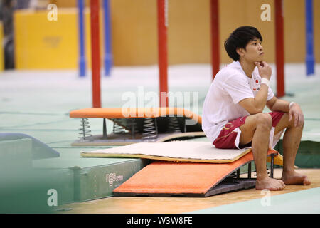 Tokyo, Japan. 17th July, 2019. Wataru Tanigawa (JPN) Artistic Gymnastics : Japan men's national team training camp for The 2019 Artistic Gymnastics World Championships Stuttgart at Ajinomoto national training cener in Tokyo, Japan . Credit: Yohei Osada/AFLO SPORT/Alamy Live News Stock Photo