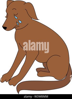 Crying dog, illustration, vector on white background. Stock Vector