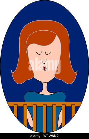 Cradle and woman, illustration, vector on white background. Stock Vector