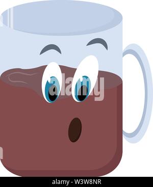 Cup of coffee with eyes, illustration, vector on white background. Stock Vector