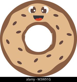 Cute donut with eyes, illustration, vector on white background. Stock Vector