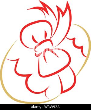 Easter egg with tie bow, illustration, vector on white background. Stock Vector