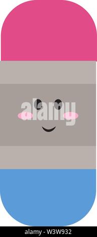 Eraser with eyes, illustration, vector on white background. Stock Vector