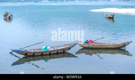 Fishing wharf in Lap An lagoon, Hue, Vietnam. This is a living means of transportation in the flooded area in central Vietnam Stock Photo