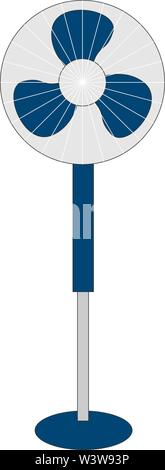 Blue fan, illustration, vector on white background. Stock Vector