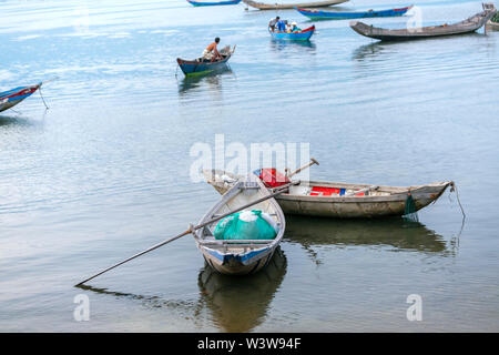 Fishing wharf in Lap An lagoon, Hue, Vietnam. This is a living means of transportation in the flooded area in central Vietnam Stock Photo