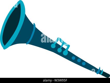 Blue clarinet, illustration, vector on white background. Stock Vector