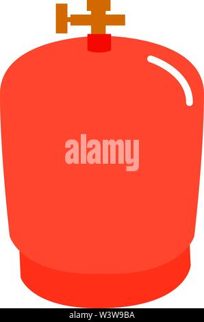 Red gas bottle, illustration, vector on white background. Stock Vector