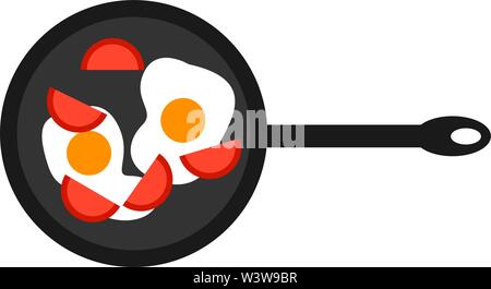 Eggs with tomatoes, illustration, vector on white background. Stock Vector