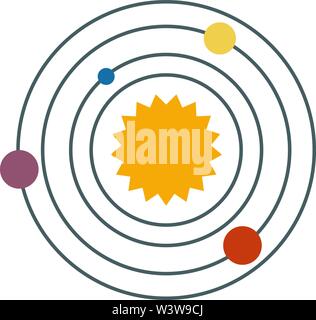 Galaxy with planets, illustration, vector on white background. Stock Vector