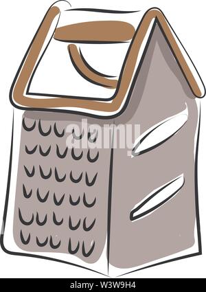Grater drawing, illustration, vector on white background. Stock Vector