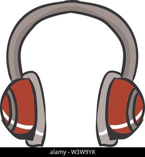 Red headphones, illustration, vector on white background. Stock Vector