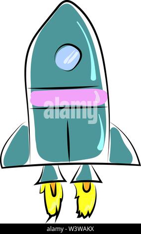 Rocket drawing, illustration, vector on white background. Stock Vector