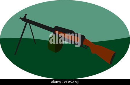 Machine gun, illustration, vector on white background. Stock Vector
