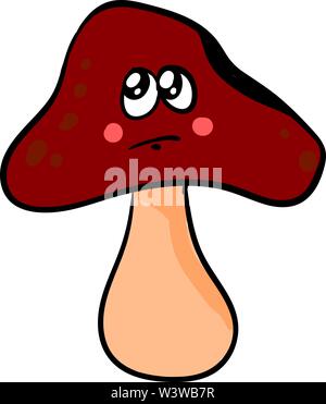 Mushroom with eyes, illustration, vector on white background. Stock Vector