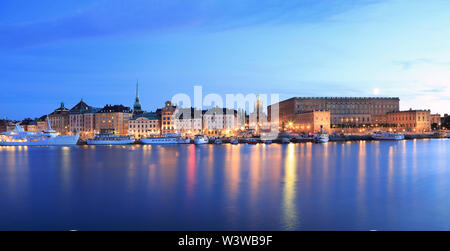 Scenic view of Stockholm's Old Town (Gamla Stan) at dusk, Sweden Stock Photo