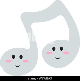 Cute music note, illustration, vector on white background. Stock Vector