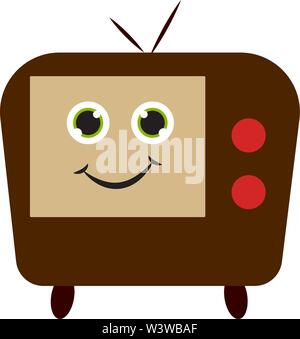 Happy old tv, illustration, vector on white background. Stock Vector