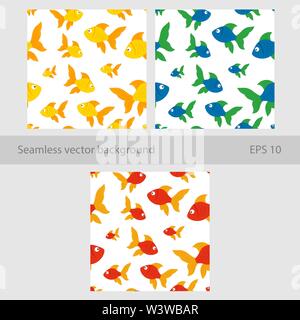 Cute childrens illustration of fish for packaging, textiles, decor, decor. set vector seamless background with fishes. Stock Vector