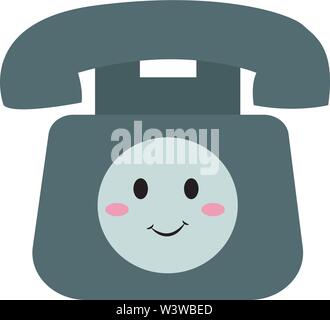 Happy old telephone, illustration, vector on white background. Stock Vector