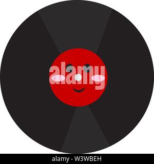 Happy phonograph record, illustration, vector on white background. Stock Vector