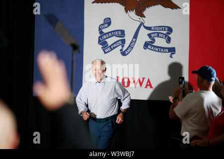 07172019 - Council Bluffs, Iowa, USA: Former United States Vice President Joe Biden campaigns for the Democratic nomination for the 2020 United States presidential election at Grass Wagon Events Center, Wednesday, July 17, 2019 in Council Bluffs, Iowa. Stock Photo