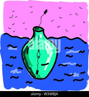 Pitcher inside, illustration, vector on white background. Stock Vector