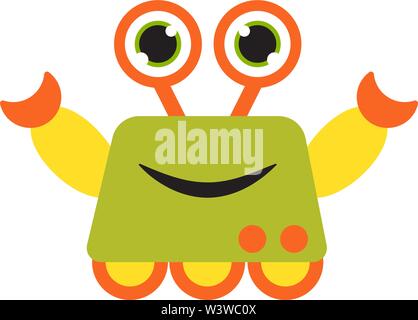 Happy robot, illustration, vector on white background. Stock Vector